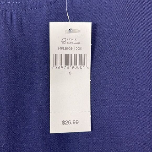 GAP NWT Navy Blue Mixed Media Sleeveless Top, hi/low hem, Small - Picture 5 of 11